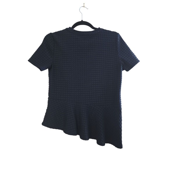 Banana Republic Assymetrical Peplum Textured Black Top Xsmall - Picture 2 of 4